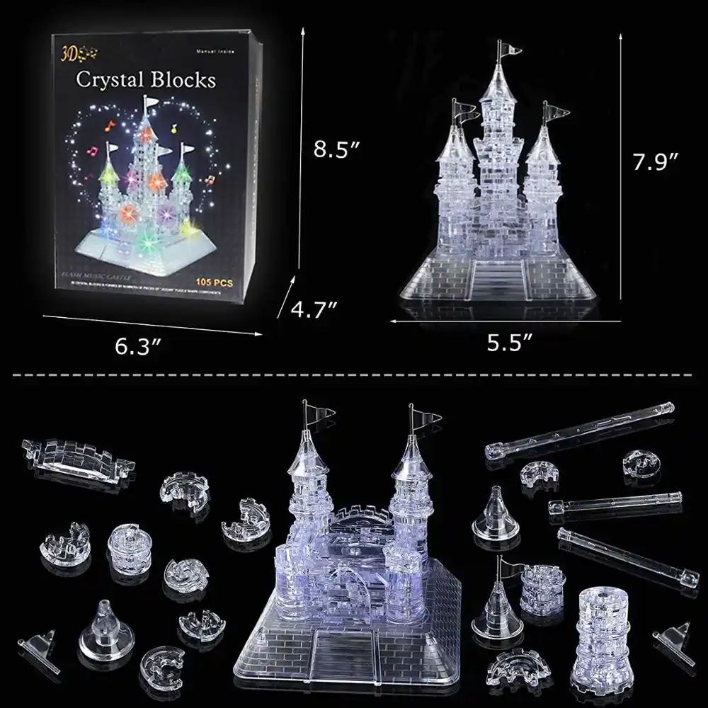 クリスタルパズル Diy 美しい城ビルディング 3d ジグソーパズルで組み立てパズルミュージカル点滅ライトインテリジェンスのおもちゃ子供のギフト パズル Aliexpress
