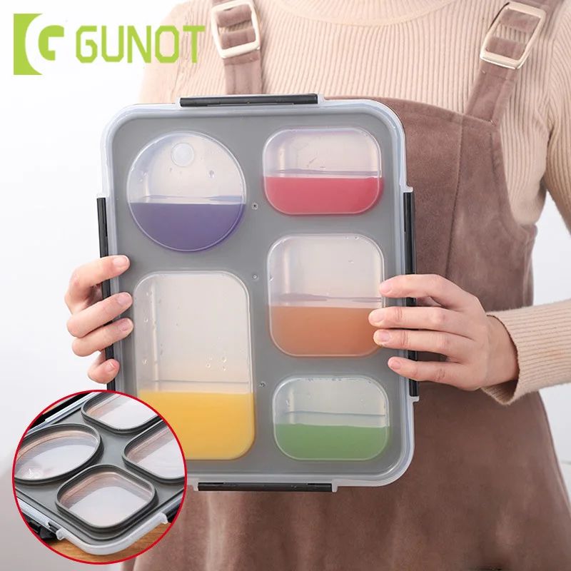 Герметичный Ланч бокс GUNOT отдельный отсек детская коробка Bento с сумкой для посуды