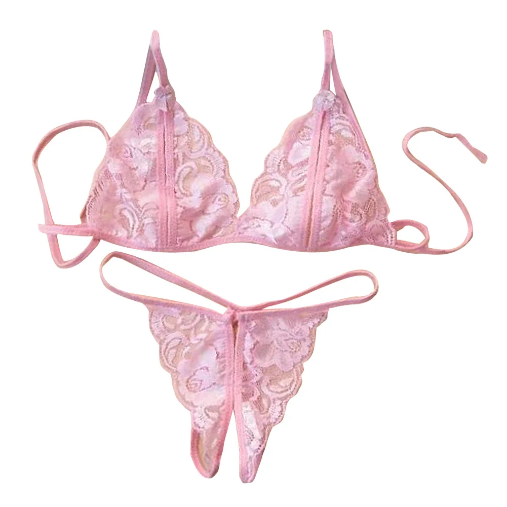 

Women Lingerie Underwear Set Sexy Lace Transparent Bra G-String FO Sale