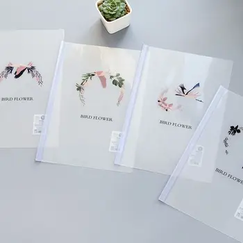 

A4 File Folder PP Spine Bar Holder 4 Pcs Report Thickened Transparent Paper Document Folders For Student Plastic Office Supplies