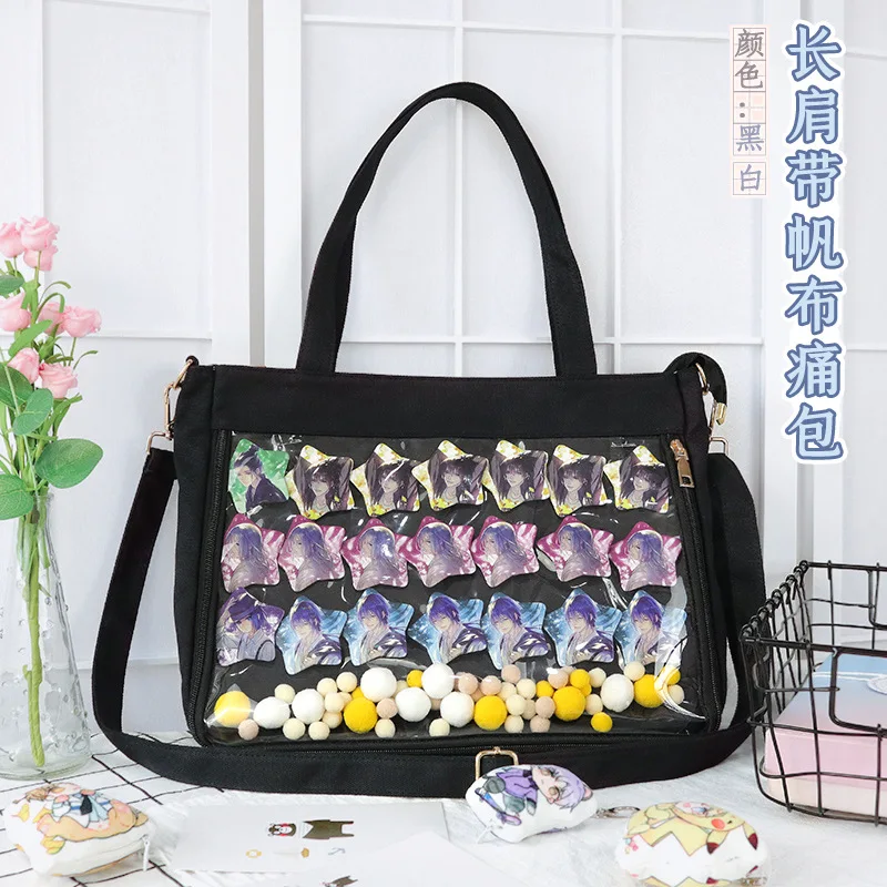 

Anime Comic Show Doll Canvas Single Side Messenger Shoulder Bag Sweet Lolita Transparent Itabag Cosplay JK Uniform Handbag