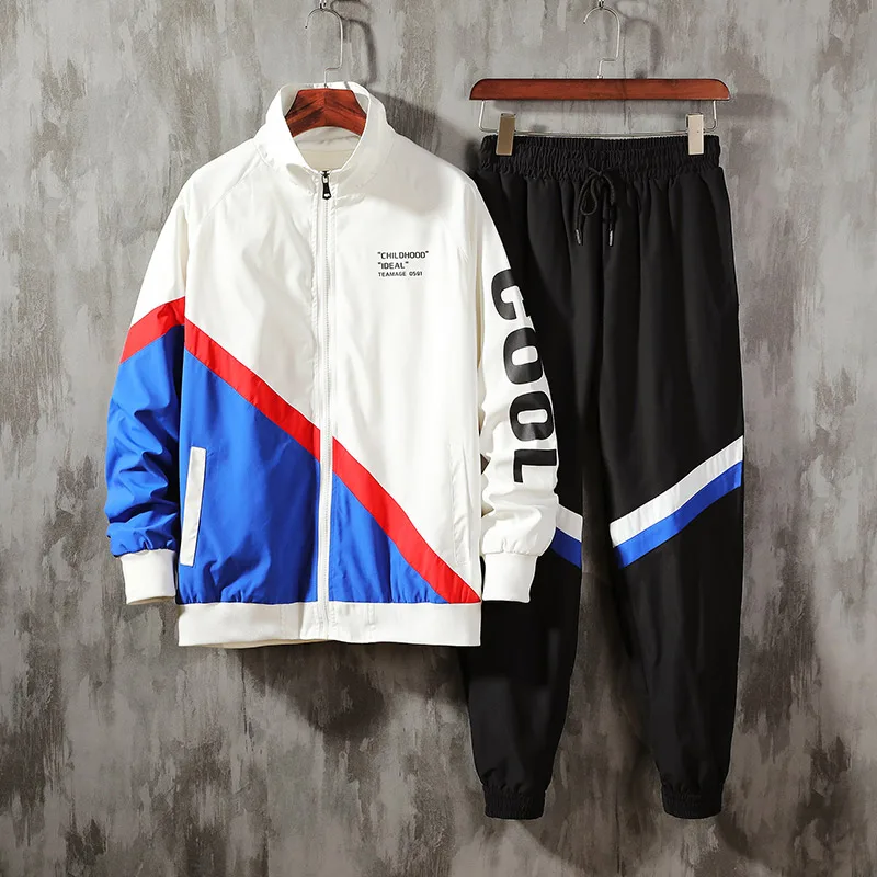 Hip Hop Men's Streetwear Sets Sportswear Tracksuit Men Patchwork Jacket Sweatpants Jackets Ropa Hombre Men's Clothing BE50JK Hip Hop Men's Streetwear Sets Sportswear Tracksuit Men Patchwork Jacket Sweatpants Jackets Ropa Hombre Men's Clothing BE50JK