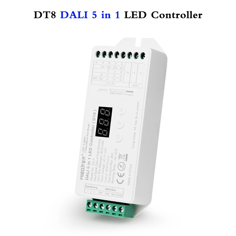 DL-X DALI 5 IN 1 LED Strip Controller 12~24V dimmer support DT8 RGB/RGBW/RGB+CCT output mode Compatible with DALI Panel/DL-POW1 digital alarm clock 5 1 led mirror display 3 levels dimmer dark mode dual alarms with snooze 12 24h digital alarm clocks for bedroom bedside desk