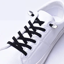 Эластичные Шнурки плоские без шнурков шнурки для обуви для детей и взрослых унисекс удобные шнурки с металлической пряжкой кроссовки черные шнурки