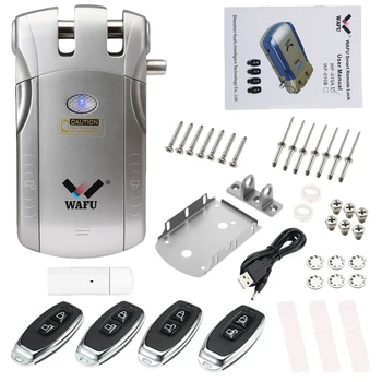 

Wafu Wf-010A Wireless Security Invisible Keyless Entry Door Intelligent Lock Ios Android App Unlocking With 4 Remote Keys Silver