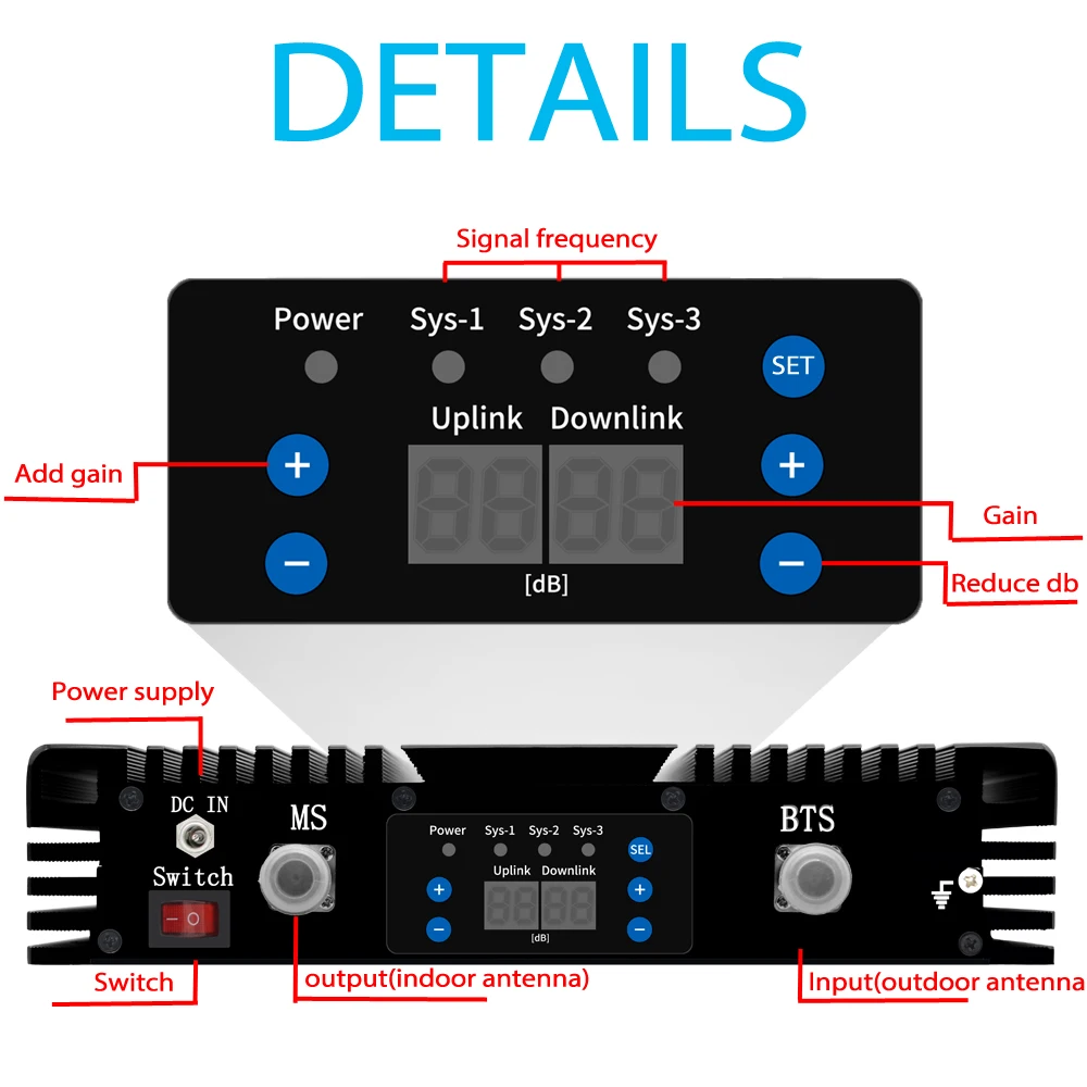 85db 신호 부스터 듀얼 밴드 증폭기 CDMA Lintratek 2W 850 900 1800 2100 GSM 증폭기 모바일 DCS WCDMA 2G 3G 4G LTE 중계기