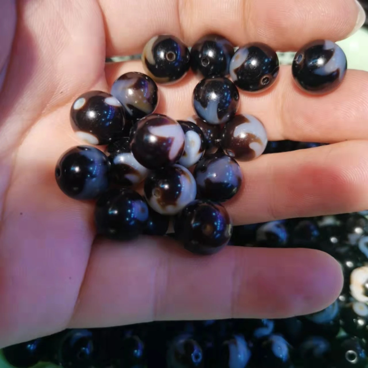 30pcs/lot pure natural various patterns 10mm agate round beads permeated dzi beads Accessories such as necklaces bracelets gem