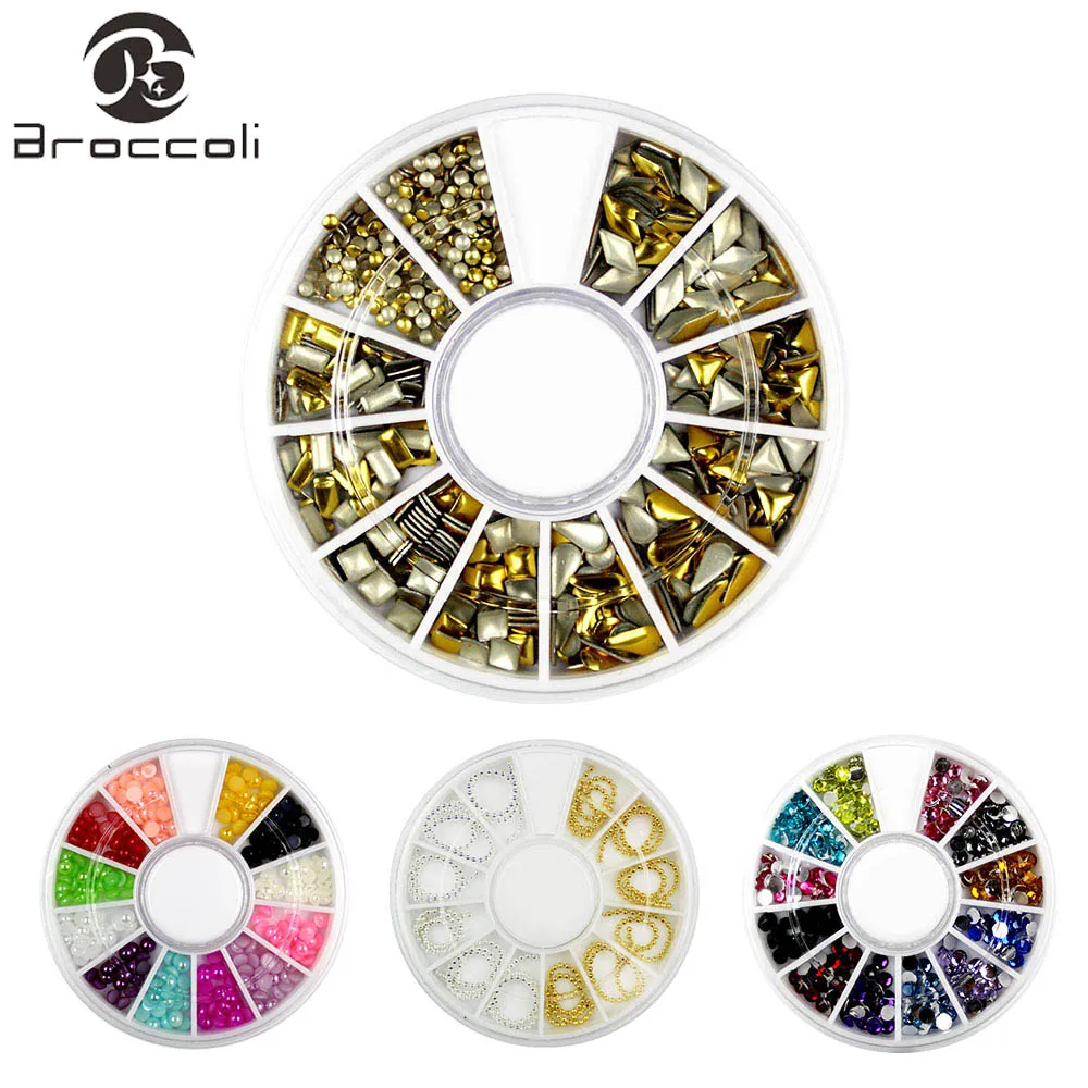 

Broccoli 1 Box 3D Nail Art Rhinestones Glitters Mixed Color Acrylic UV Gel Shinning Irregular Beads DIY Nail Accessories