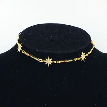 

Elegance Star Pendant Gold Color Clavicle Choker Connector Necklace for Woman Statement Jewelry Wholesale for women party gifts