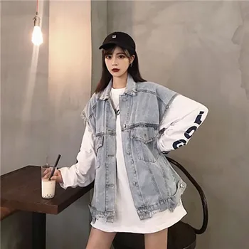 

Fashion Loose Harajuku Frayed Blue Denim Vest Women 2020 Spring Vintage Tooling Jeans Vest Female Student Basic coat Streetwear