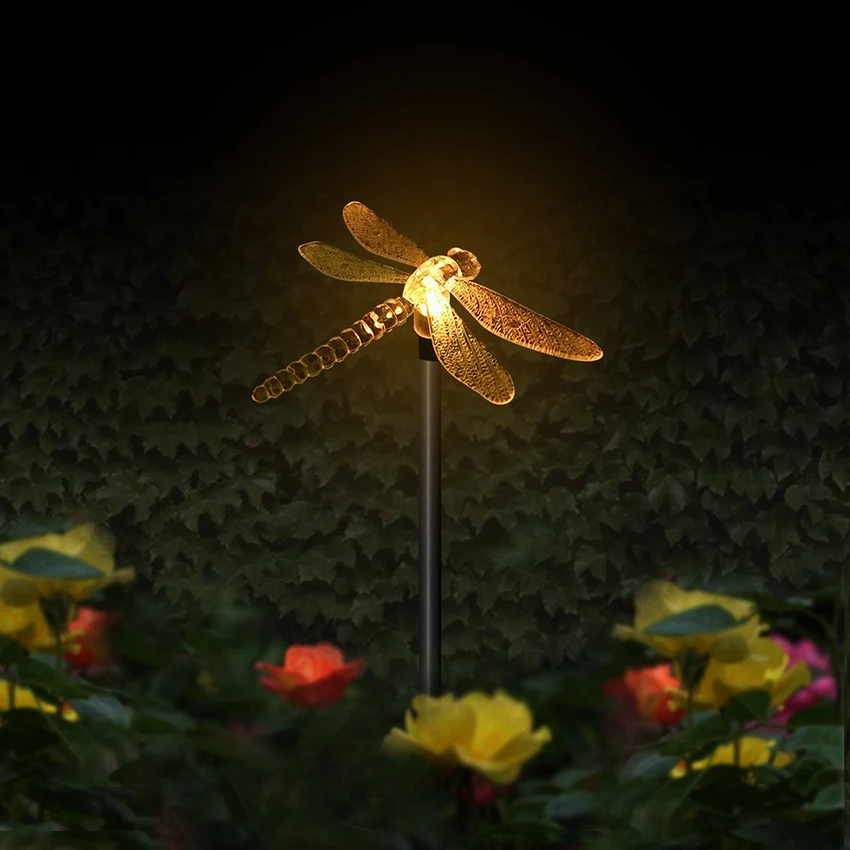 

Solar Garden Lights Bird Butterfly Dragonfly Solar Powered Pathway Lights Multi-Color Changing Outdoor Landscape Path Lawn Lamp