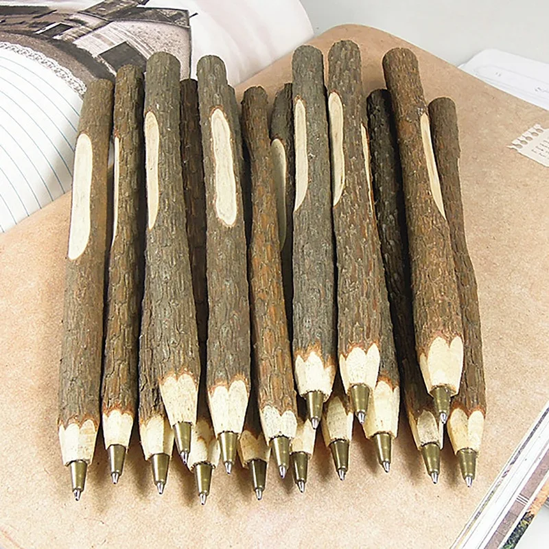

100 Creative Handmade Wooden Plant Branches Ballpoint Pens,Stationery Materials School Supply
