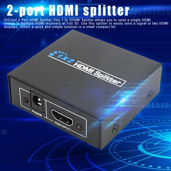 

2 Port HDMI Splitter Supports HD Video 3D 1080P CEC Portable for PC Laptop DVD DJA99