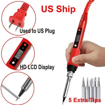 

80W Electric Soldering Iron Adjustable Temperature Display Tips Welding Iron Solder LCD Tool Rework 220V 110V Kit Repair Di W4A5