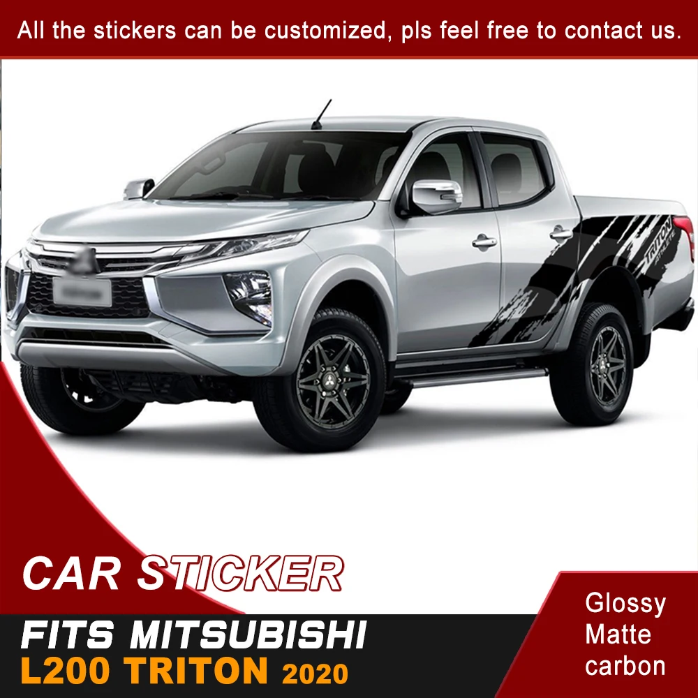 

2 Pcs Car Decals Side Body Box Bed Stripe Triton Mudslinger Graphic Vinyl Cool Car Sticker Fit For Mitsubishi L200 Triton 2020
