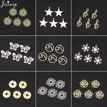 

Jiensp Simple Fashion Compass Butterfly Pendant Geometric Silver Color Snowflake Charms for Jewelry Making Christmas Supplies
