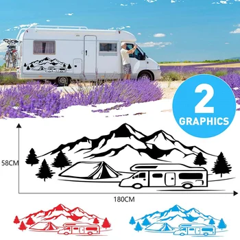 

Hot Sale 180cm RV sticker Tree Decal Mountain Scene car Sticker Forest Vinyl Graphic Kit For Camper RV Trailer Car Accessories