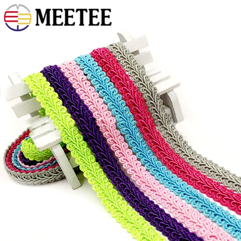Meetee 20 метров 12 мм кривая кружевная отделка плетеная лента для DIY занавески