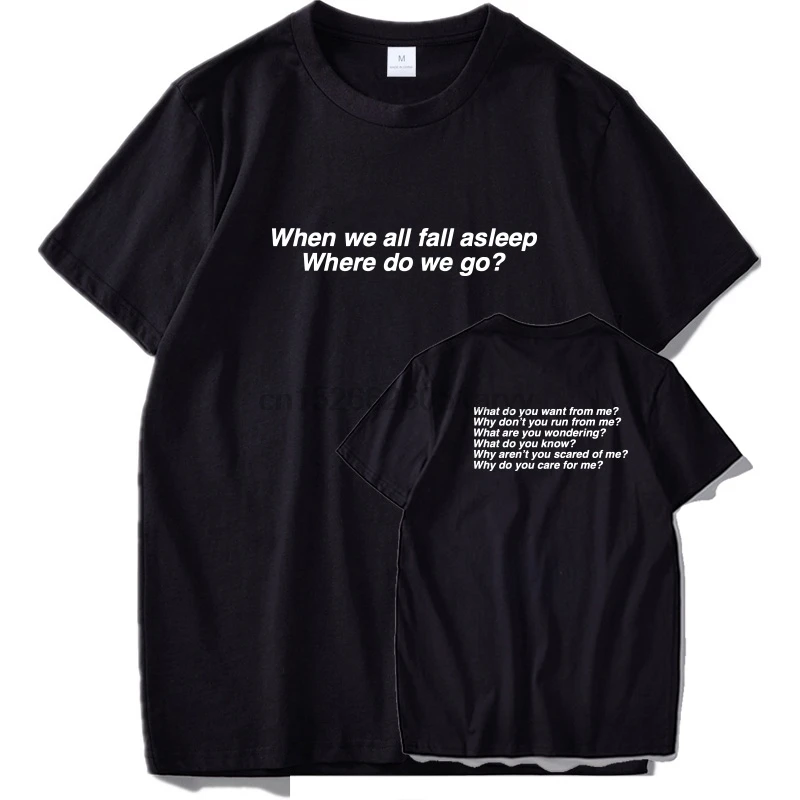 EU Size 100% Cotton T-Shirts Billie Eilish New Album Shirts When We All Fall Asleep Where Do Go Short Sleeve Male Tees |