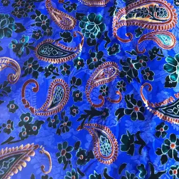 

7 colors (5yards/pc) high quality soft African silk velvet lace fabric in royal blue with beautiful design for party dress VBL30