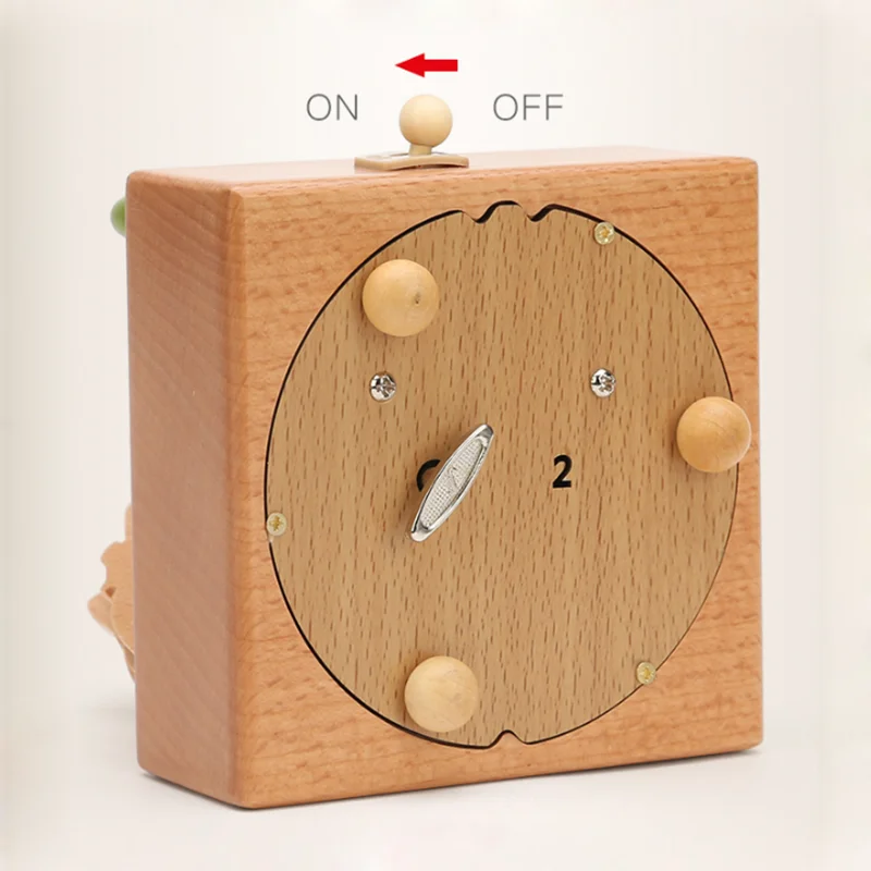 Kongwal Train Crossing the Cave Wooden Music Box Clockwork Type Hand Cranked Music Boxes Wood Crafts Home Decoration Accessories