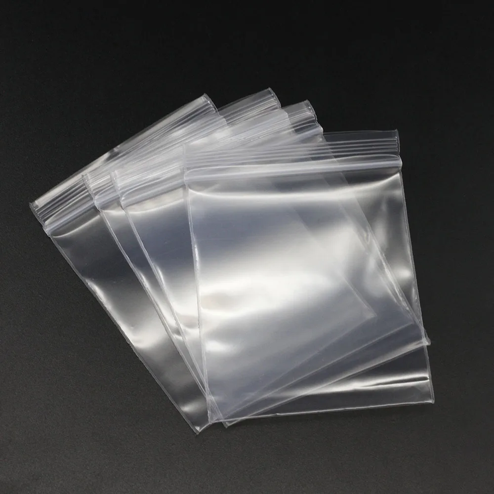 30-100Pcs/pack 4*6/5*7/6*8/7*10cm Thick Plastic Poly Clear Bags Jewelry Packaging Lock Zipped Reclosable For DIY Jewelry Storage