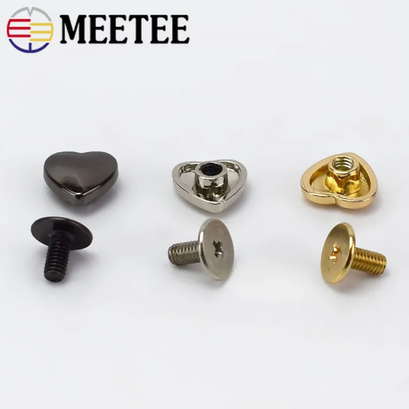 20/50pcs 1x1cm Heart Rivet For Bags Hardware Handbag Decorative Studs Button Nail Rivet Metal Buckles Snap Hook Leather Craft