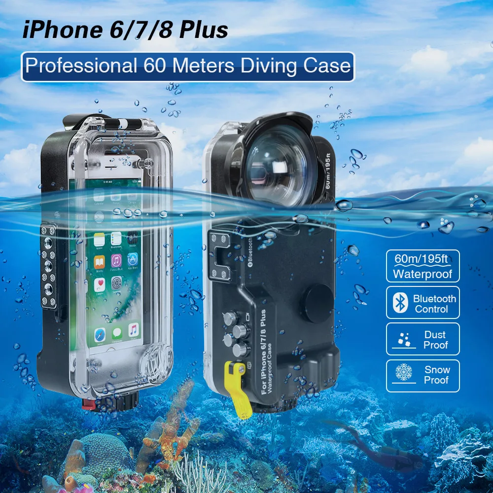 Для iPhone 6/7/8 Plus дайвинг крышка Профессиональный Подводный Чехол [60 м/195ft]