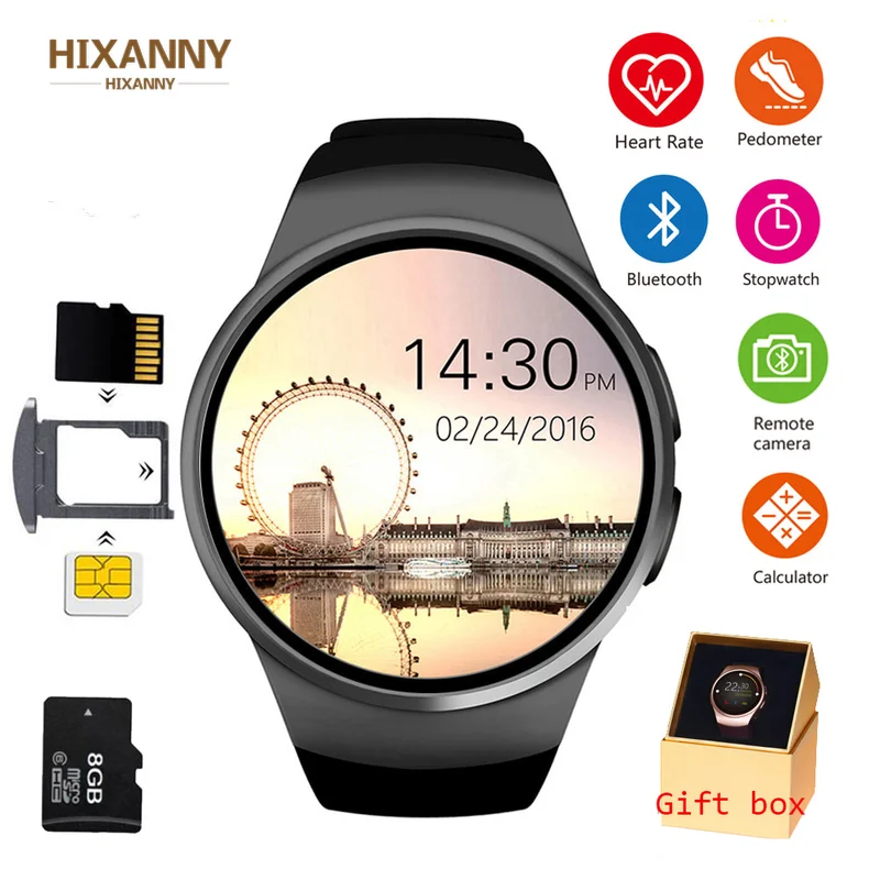 

HIXANNY KW18 Bluetooth smart watch full screen support SIM TF card Smartwatch phone Heart rate for apple drives s2 huawei xiaomi
