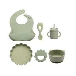 6Pcs Baby Non-slip Dinner Plate Clouds Waterproof Dish BPA-Free Baby Bowl Silicone Food Feeding Tableware