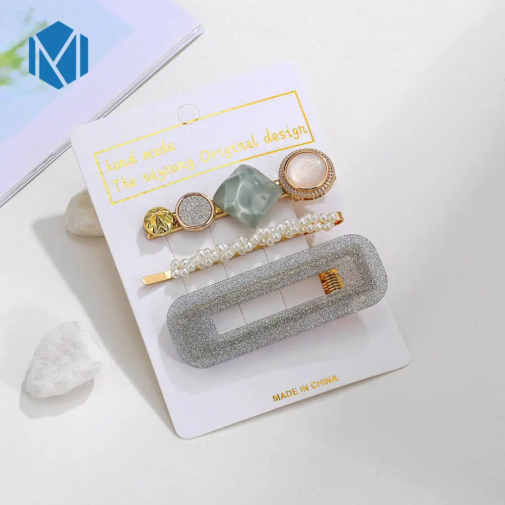 three pieces N1 Модные заколки для волос для женщин, модные милые заколки для девочек, простые заколки в Корейском стиле, сплав, ВВ, ручная работа, INS, аксессуары для волос - Цвет: three pieces N1