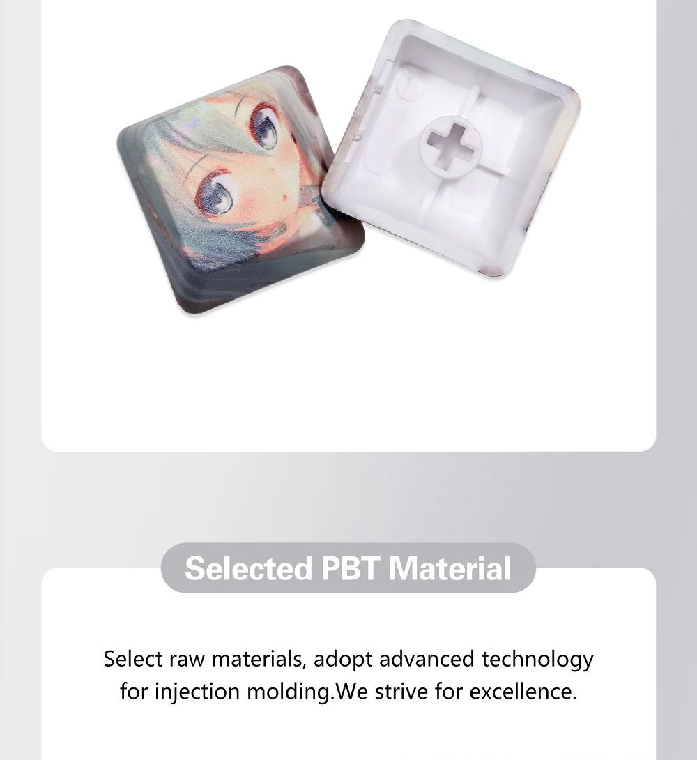 omo anime bonito jovem menina perfil oem corante sub keycap para teclado mecânico tkl ansi