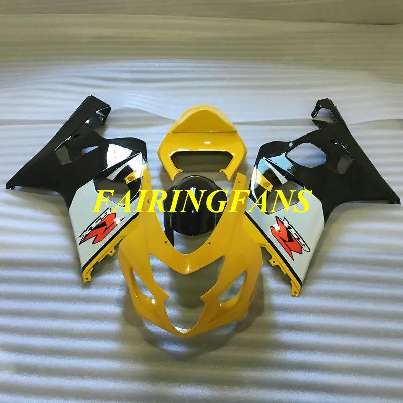 Мотоцикл обтекателя тела для GSXR600 750 K4 04 05 R 600 GSXR750 2004 2005 ABS желто-черные Обтекатели Кузов+ подарки SE38