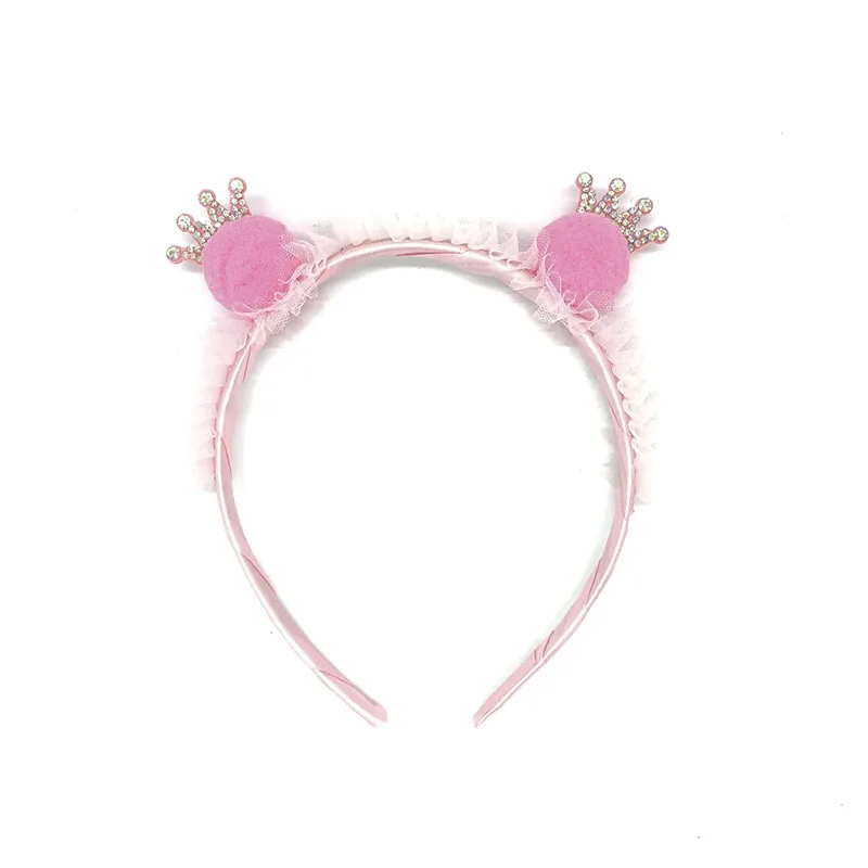 pink Милые бантики Корона Микки Hairball для девочек детские повязки для волос на голову Детские обручи для волос Бутик тиара аксессуары для волос 1 шт - Цвет: pink