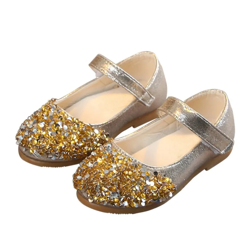 Fashion Baby Girls Flat Dress Party Shoes Children Toddler Kid Rhinestone Princess Shoes - Цвет: J