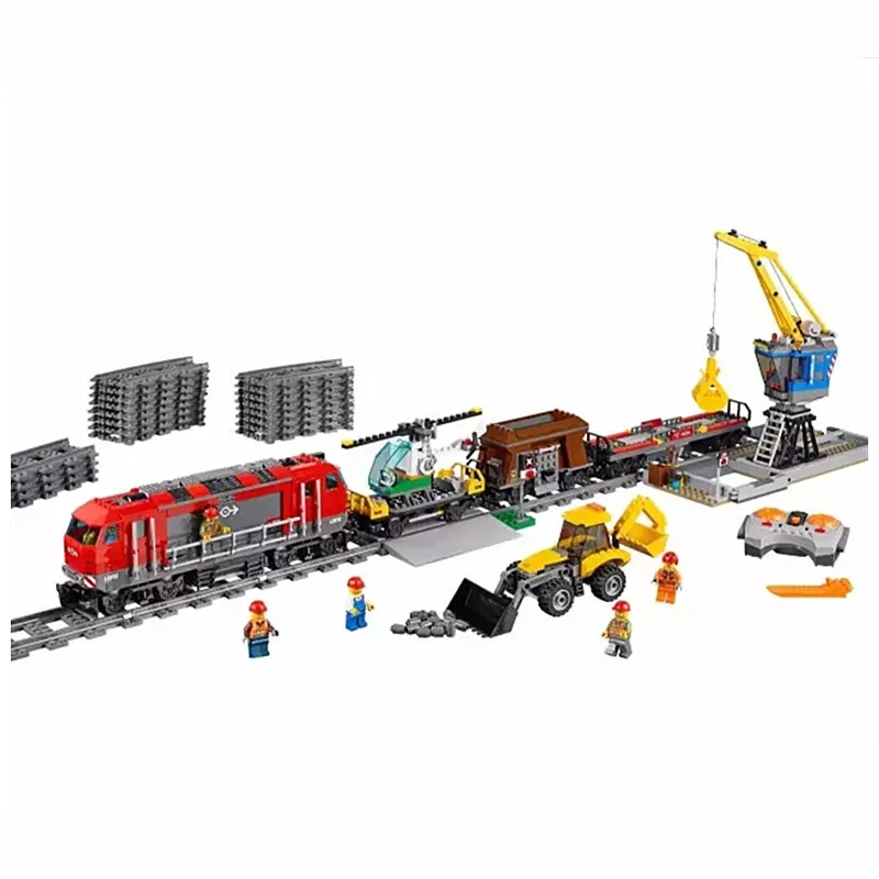 RC City technic, модель тяжелого пассажирского поезда, блоки, совместимые 60098 02009, строительные блоки, игрушки для детей, рождественские подарки