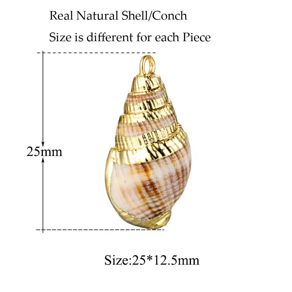 3 шт./лот Позолоченные настоящие натуральные морские раковины подвески оптом модные ювелирные изделия, подвески, аксессуары