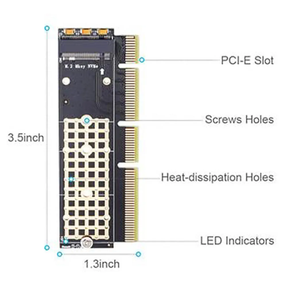 M.2 NVME PCIE для M2 адаптер Светодиодный Накопитель SSD с протоколом NVME M2 PCIE x16 карты расширения адаптер для компьютера Интерфейс M.2 Накопитель SSD с протоколом NVME NGFF к PCI Express 3,0X16