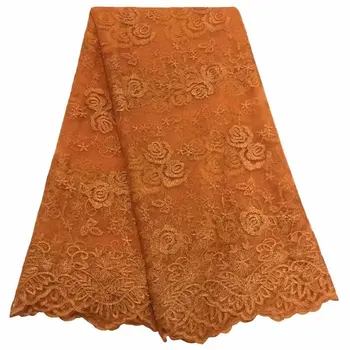 

Best Selling African Lace Fabric With Orange 3 D Nigerian French Fabric 2019 High Quality 3D Flower Lace France Tulle Lace