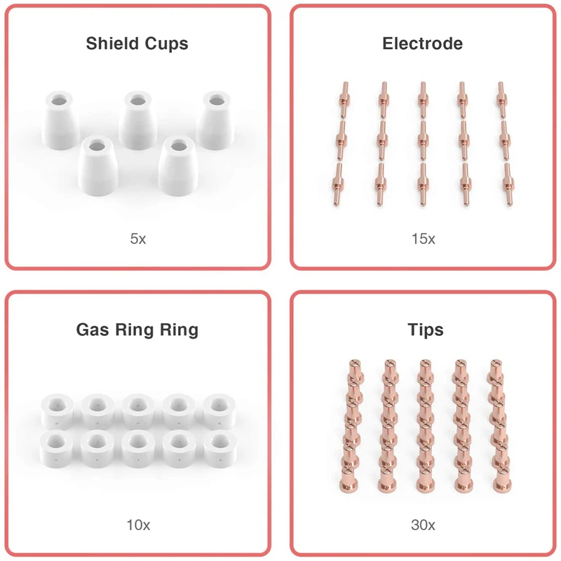 Plasma Cutting Consumables 60 Pieces for Cut40 50 Flashlight with Plasma Cutter PT31 LG40 Retail plasma cutter consumables kit