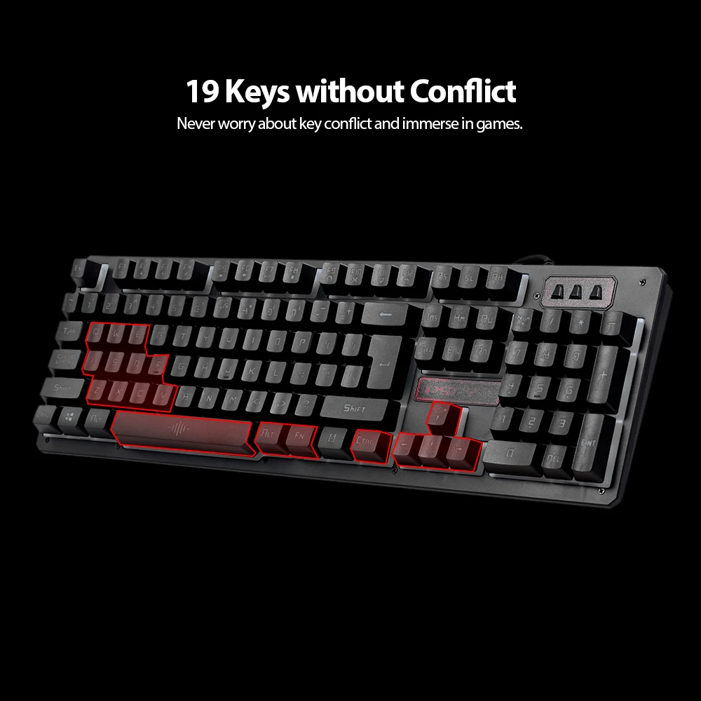 USB Проводная игровая клавиатура и мышь комбо Водонепроницаемый 3 цвета с подсветкой 2000 dpi для домашнего офиса клавиатура и мышь комбо