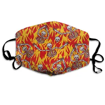 

Fire Skulls Washable Reusable Mask, Cotton Anti Dust Half Face Mouth Mask For Kids Teens Men Women With Adjustable Ear Loops