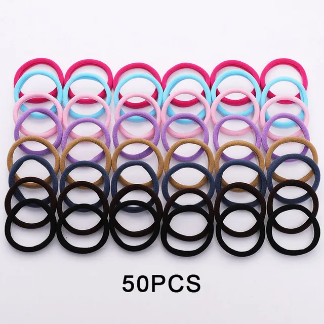 50PCS Mix Colors 4 1 комплект, 4 см, милые цветные эластичные волосы полосатые дети, прекрасный конский хвост, держатель, резинки для волос, повязки для волос аксессуары - Цвет: 50PCS Mix Colors 4