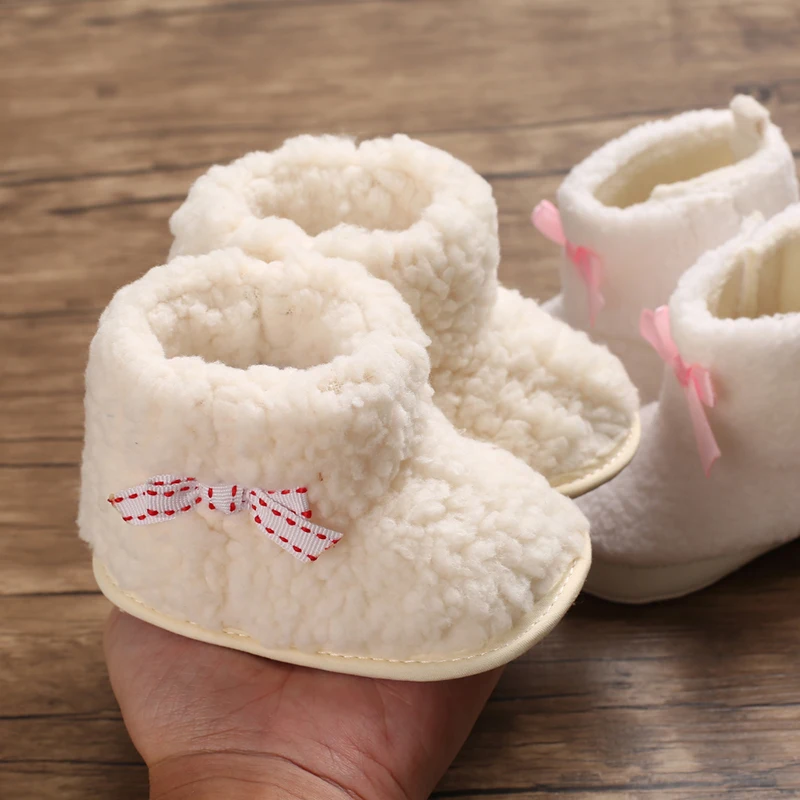 Г., детские ботинки зимние ботинки для новорожденных и маленьких девочек теплая зимняя обувь на меху с пушистым бантом для малышей
