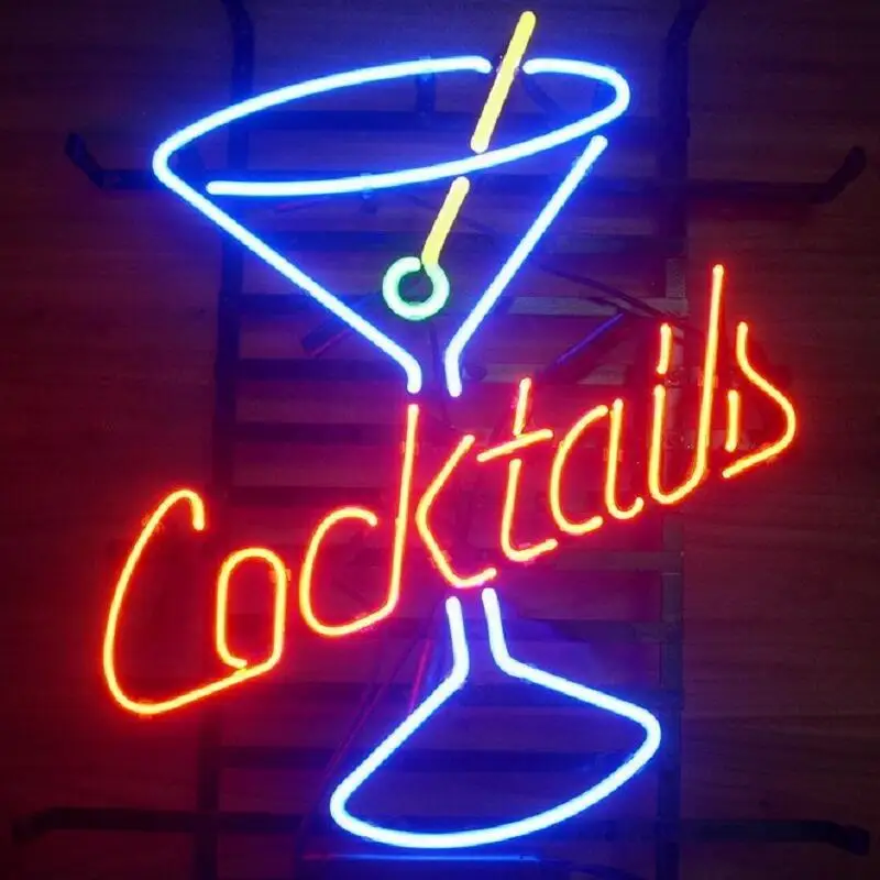 Custom Cocktails Glass Neon Light Sign Beer Bar