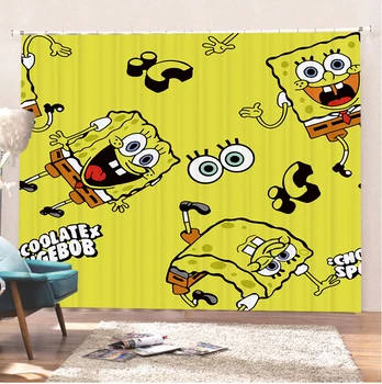 

SpongeBob Cartoon Curtains For Bedroom Living Room Curtain Kid's Room Curtain Window Treatments Drapes Blackout Curtains