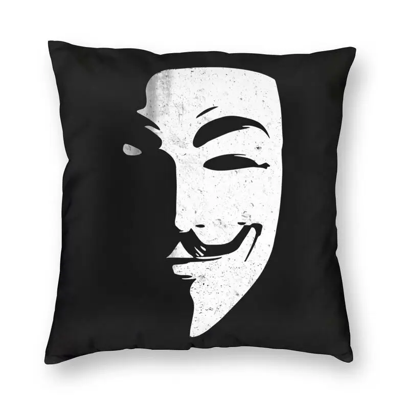 

Movie V For Vendetta Anonymous Pillow Case Home Decorative Guy Fawkes Hacker Cushions Throw Pillow for Car Double-sided Printing