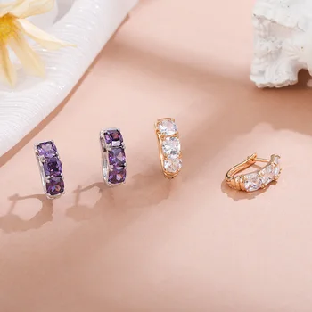 

MAIKALE Small Simple Multiple Korean Earrings MultiColor Cubic Zirconia Copper Stud Earrings for Women Party Jewelry Gifts