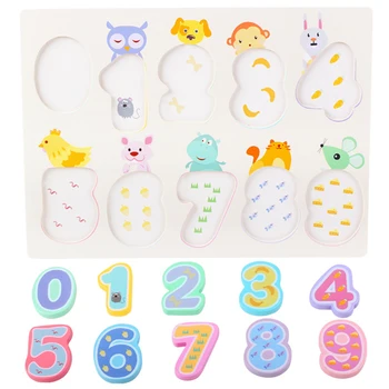 

Children'S Educational Toys Wooden Kids Numbers Shape Matching Jigsaw Cartoon Animal Design For Education Learning Puzzles Toy