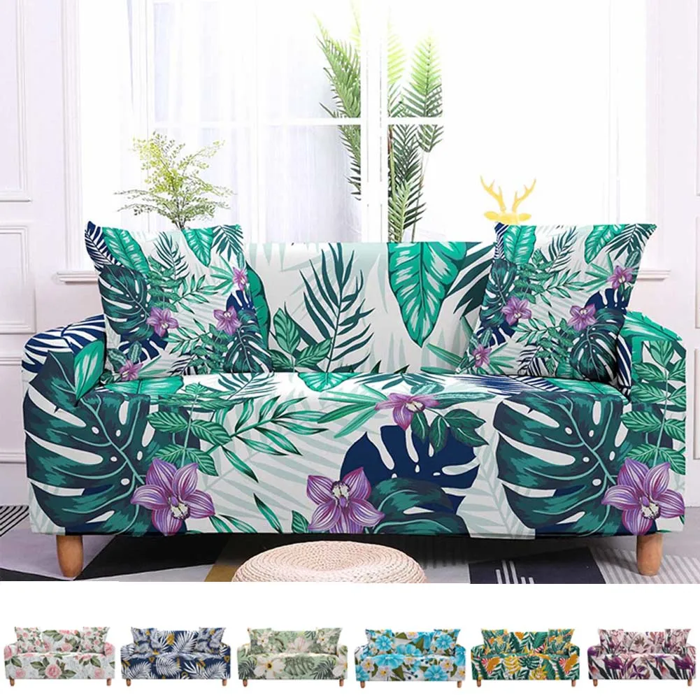 

Elastic Sofa Cover for Living Room Stretch Slipcovers Leaves Flower Print Sectional Couch Cover 2/3 Seater Sofa Cover Home Decor